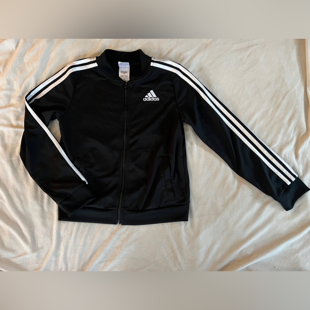 Adidas Black Track Jacket with White Stripes